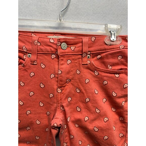 Levis 535 Legging Skinny Jeans Red Peach Print Womens Cotton Blend - Picture 2 of 13
